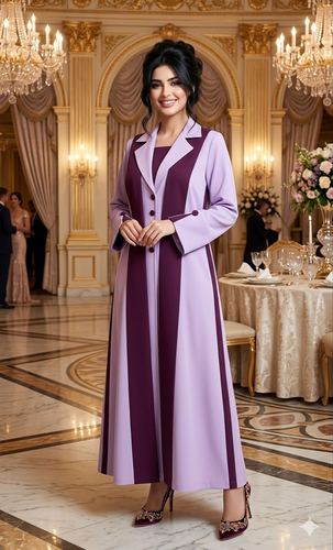 جلابية كريب باربي وردي وبنفسجي SH196