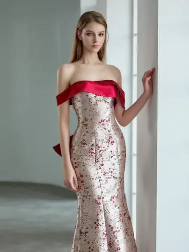 The Peach Fan Dress  فستان 