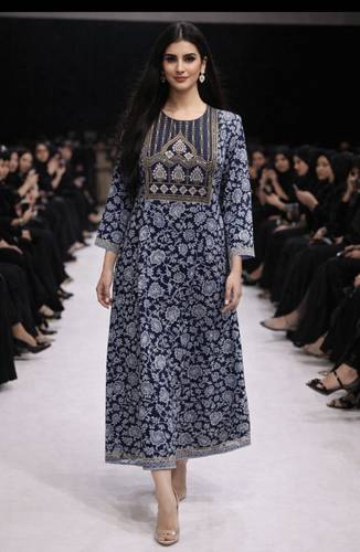 Cotton Embroidered  Jalabiyah 2674 Black Gold