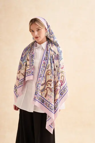 Solara Cotton Silk Scarf Pink وشاح سولارا من القطن والحرير باللون الوردي