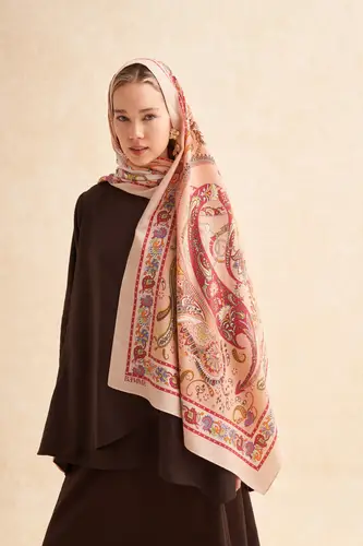 Solara Cotton Silk Scarf Salmon وشاح سولارا من القطن والحرير بلون السلمون