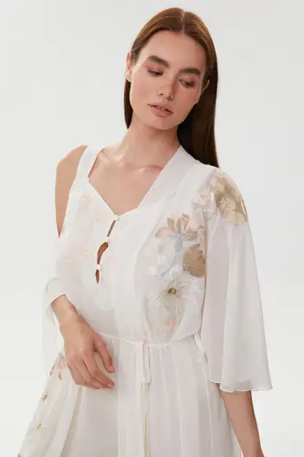 Allison Ecru Maternity Nightgown & Chiffon Robe