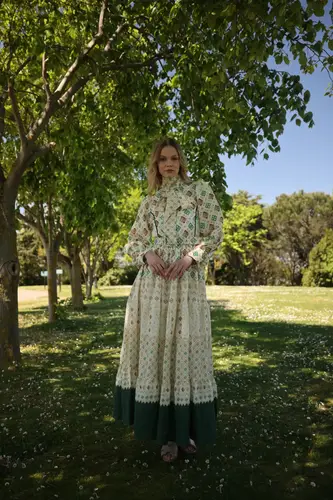 Kösem Green Linen Dress فستان كتان أخضر من كوسم