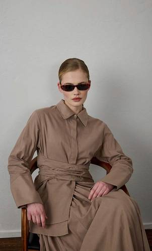 COTTON BELTED SKIRT SET (5589)  طقم تنورة قطنية بحزام 