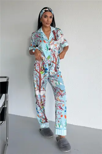 Mondo Allegro Satin Short Sleeve Pants Pajama Set