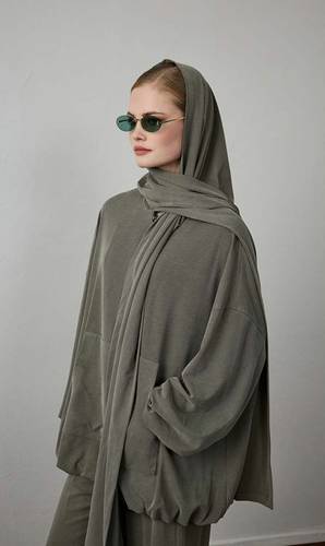 KNITTED SHAWL DETAILED SET (5538)  طقم شال محبوك بتفاصيل 