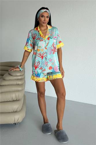 Viaggio Creativo Satin Short Pajama Set