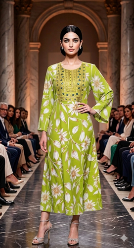 Cotton Embroidered  Jalabiyah 2698 Green