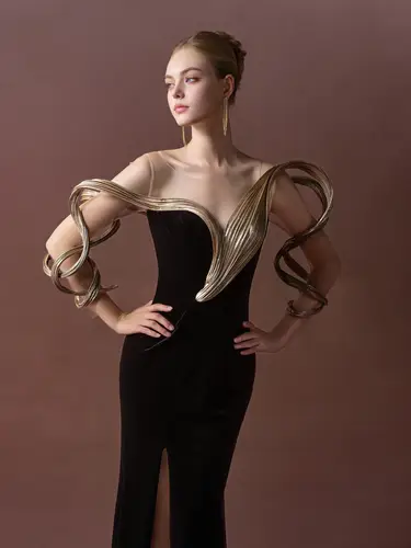 Glod-Drenched Dress  فستان 