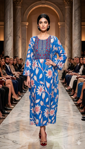 Cotton Embroidered  Jalabiyah 2698 Blue