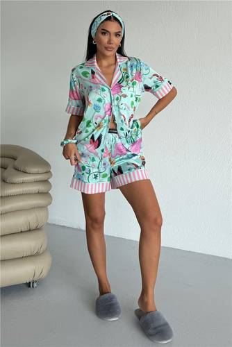 Viaggio Creativo Satin Short Pajama Set