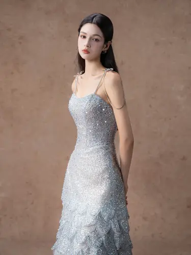 Ocean-Scale Glimmer Dress  فستان 
