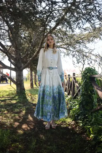 Canvas Blue Linen Dress فستان كتان أزرق من قماش الكانفاس