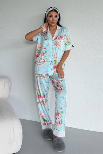 Mondo Allegro Satin Short Sleeve Pants Pajama Set