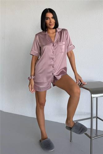 Essenza Notte Rose Pink Satin Short Pajama Set