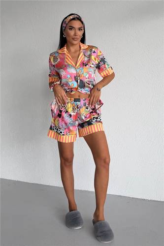 Viaggio Creativo Satin Short Pajama Set