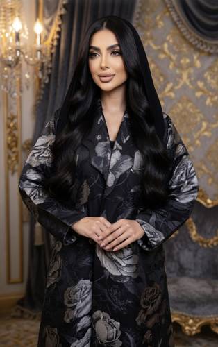 عباية بليزر مطرزة أسود وذهبي 5022