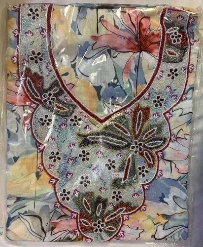 Mukhawar Indian Cotton Luxury Hand Embroidery with Tarhah  BSH058