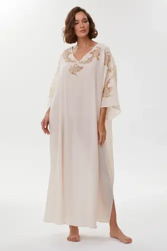 Anais Blush Pearl Silk Kaftan Nightgown