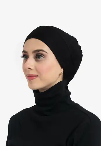 Tie-Back Hijab Under-Cap - Black 22BLK-AL18 غطاء رأس داخلي للحجاب برباط خلفي