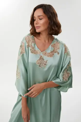 Anais Celadon Silk Kaftan Nightgown
