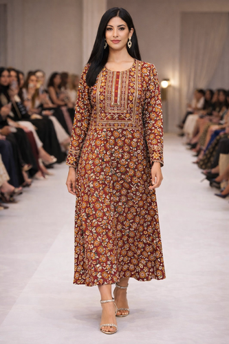 Cotton Embroidered  Jalabiyah 2666 Red