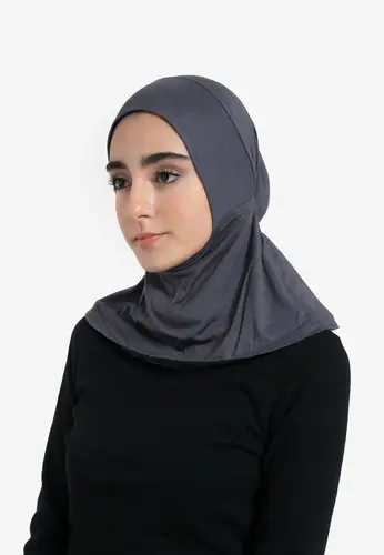Full Coverage Hijab Cap - Charcoal Grey 33230-AL08 غطاء حجاب كامل التغطية