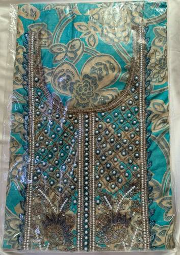 Mukhawar Cotton India Hand Made Stich Blue with Pearl RMSH03