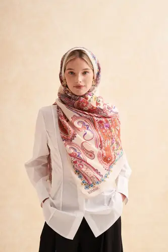 Elina Cotton Silk Scarf Pink وشاح إلينا من القطن والحرير باللون الوردي
