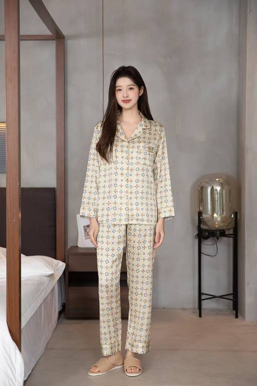 Luxury Women Pajama – Beige Monogram Inspired by Louis Vuitton