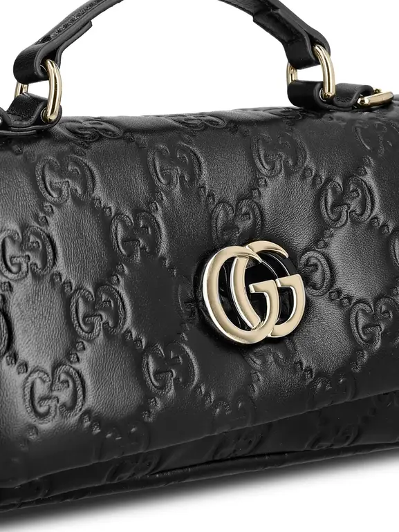 GUCCI GG Monogram Top Handle Bag – Black