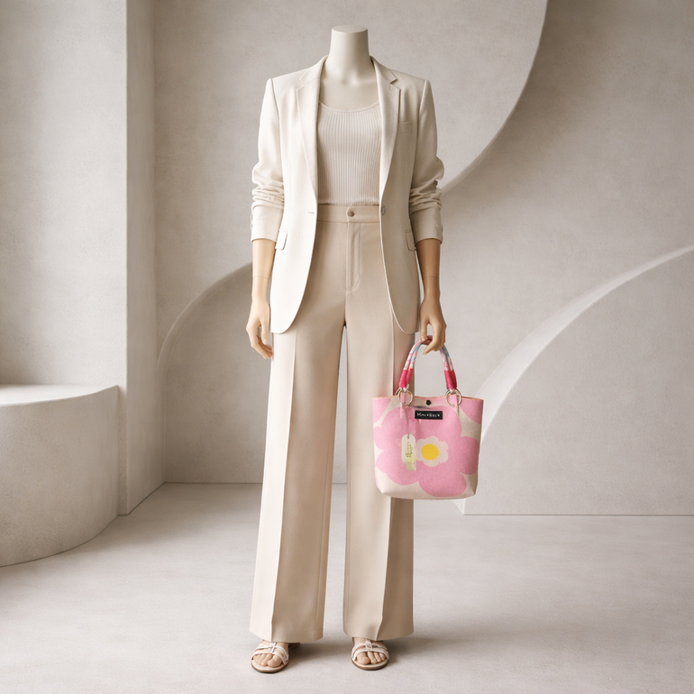 Pink Floral Canvas Tote Bag for Women – Stylish Summer Design