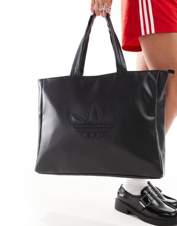 شنطة كتف Adidas Originals بتصميم Tote وشعار Trefoil – أسود