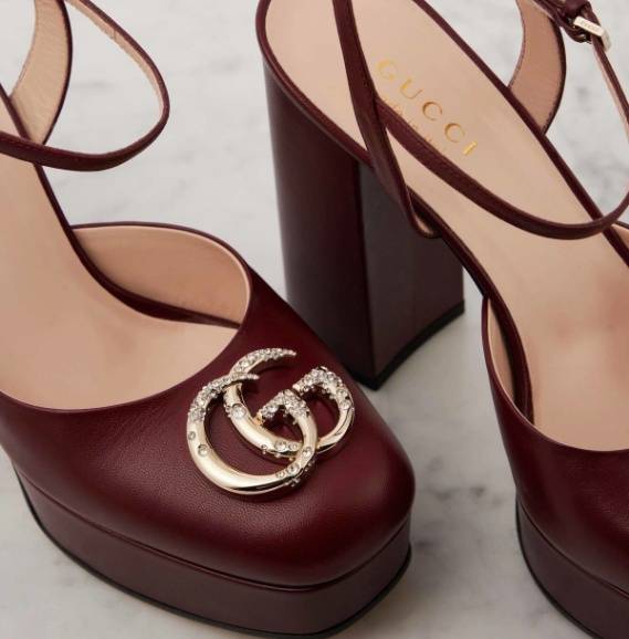 Gucci GG High Heel Platform Pumps – Burgundy Leather