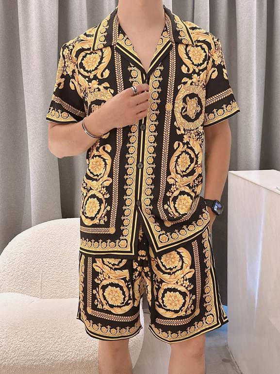 Aurora Luxury Pajama Set – Black & Gold Baroque Design