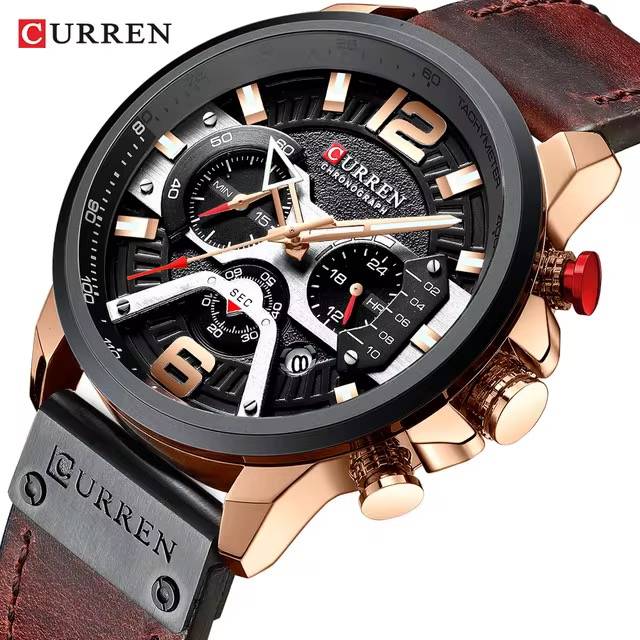 CURREN Men’s Chronograph Watch – Luxury Sport Design with Leather Strap