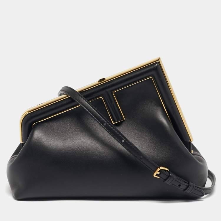 Fendi Frame Clutch Bag with Shoulder Strap – Navy