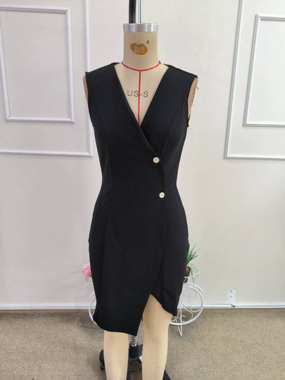 Elegant Wrap Style Black Dress
