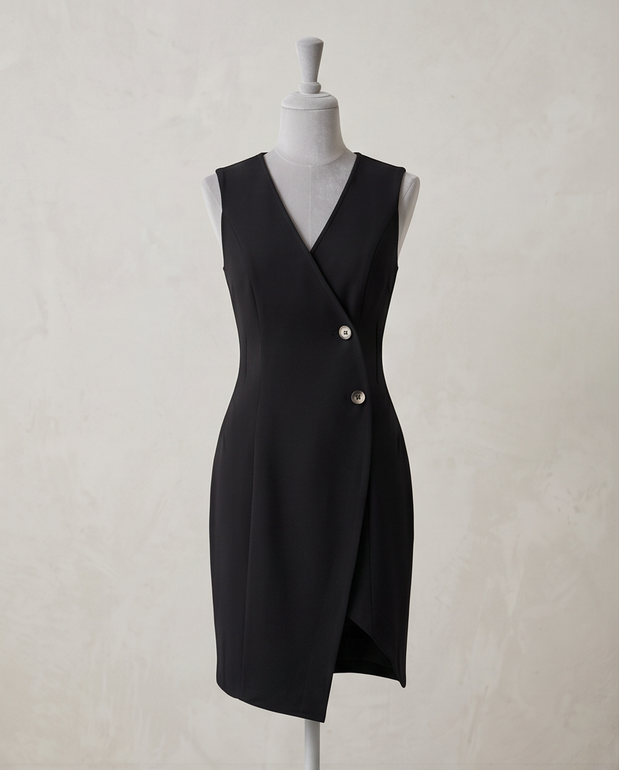 Elegant Wrap Style Black Dress
