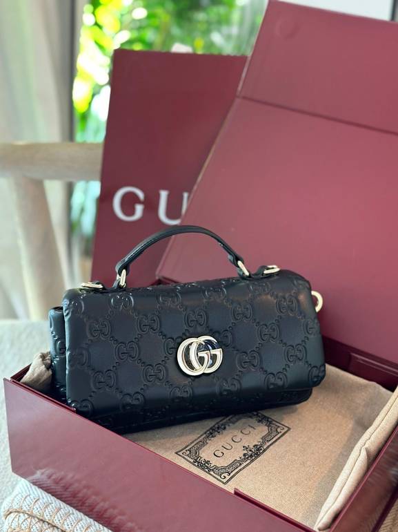 GUCCI GG Monogram Top Handle Bag – Black