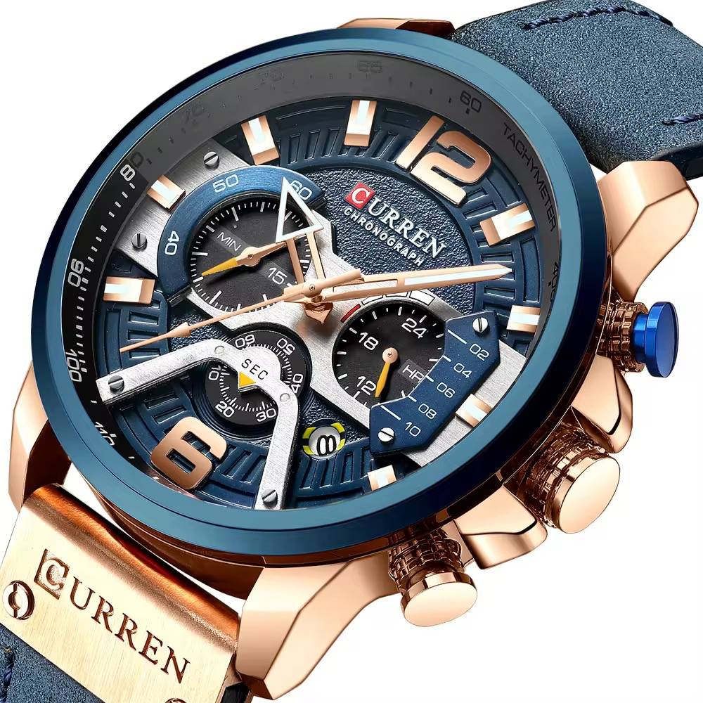 CURREN Men’s Chronograph Watch – Luxury Sport Design with Leather Strap