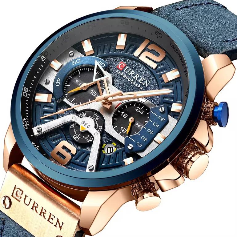 CURREN Men’s Chronograph Watch – Luxury Sport Design with Leather Strap