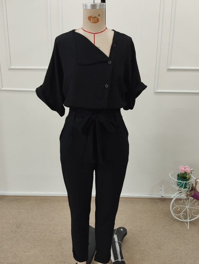 Elegant Black Belted Jumpsuit