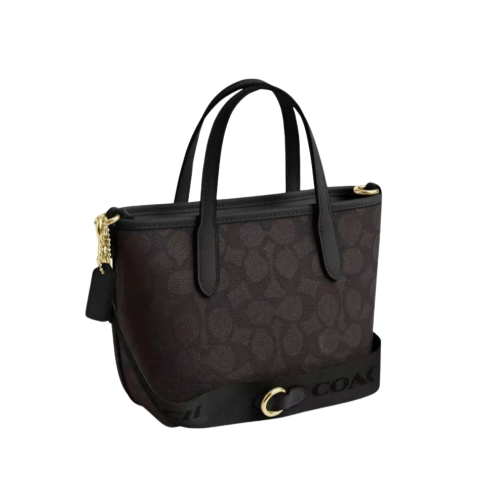 شنطة يد نسائية COACH ميني بنقشة Signature – بني