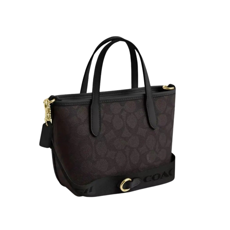 شنطة يد نسائية COACH ميني بنقشة Signature – بني