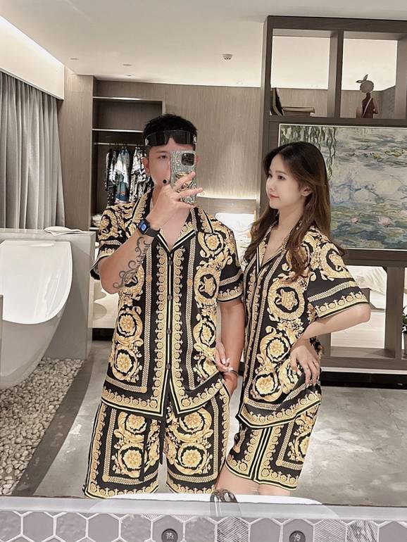 Aurora Luxury Pajama Set – Black & Gold Baroque Design