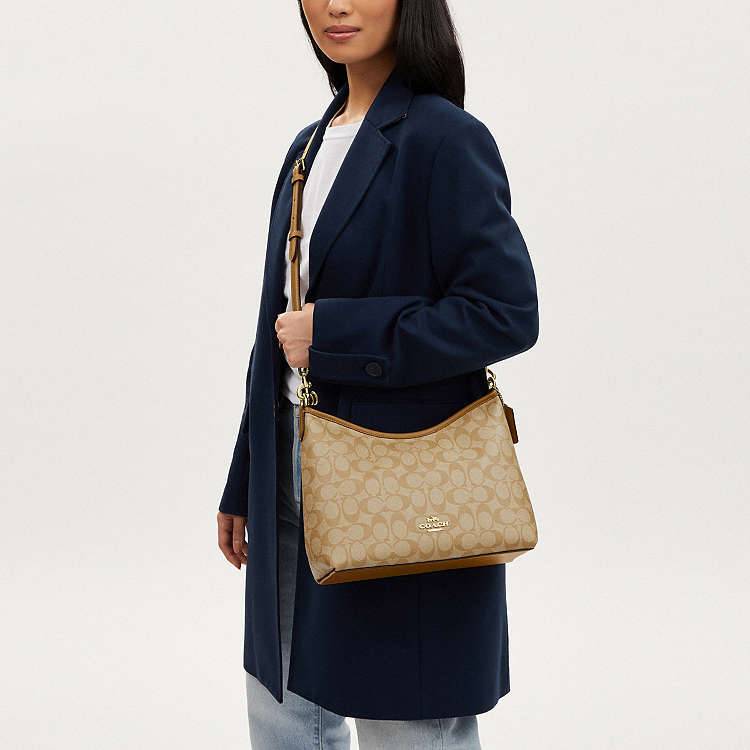 COACH Signature Shoulder Bag with Strap – Beige
