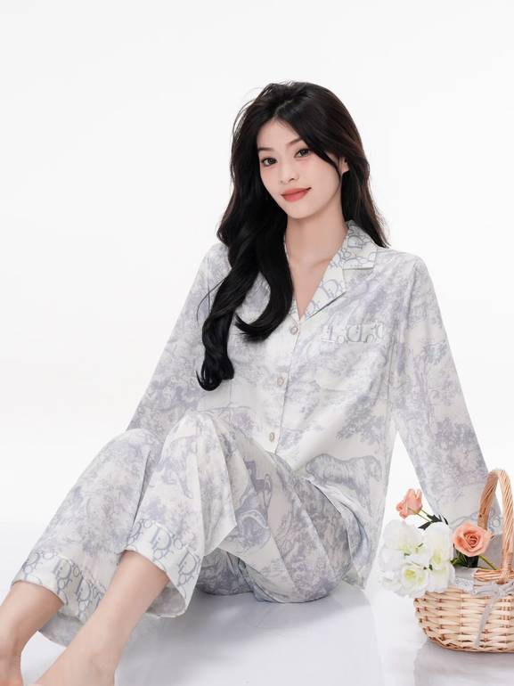 Luxury Women Pajama – Silver Design Inspired by Dior