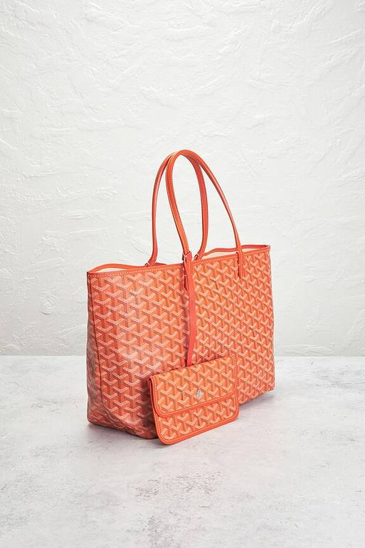 Goyardشنطة كتف Goyard Saint Louis بنقشة Goyardine مع محفظة – برتقالي