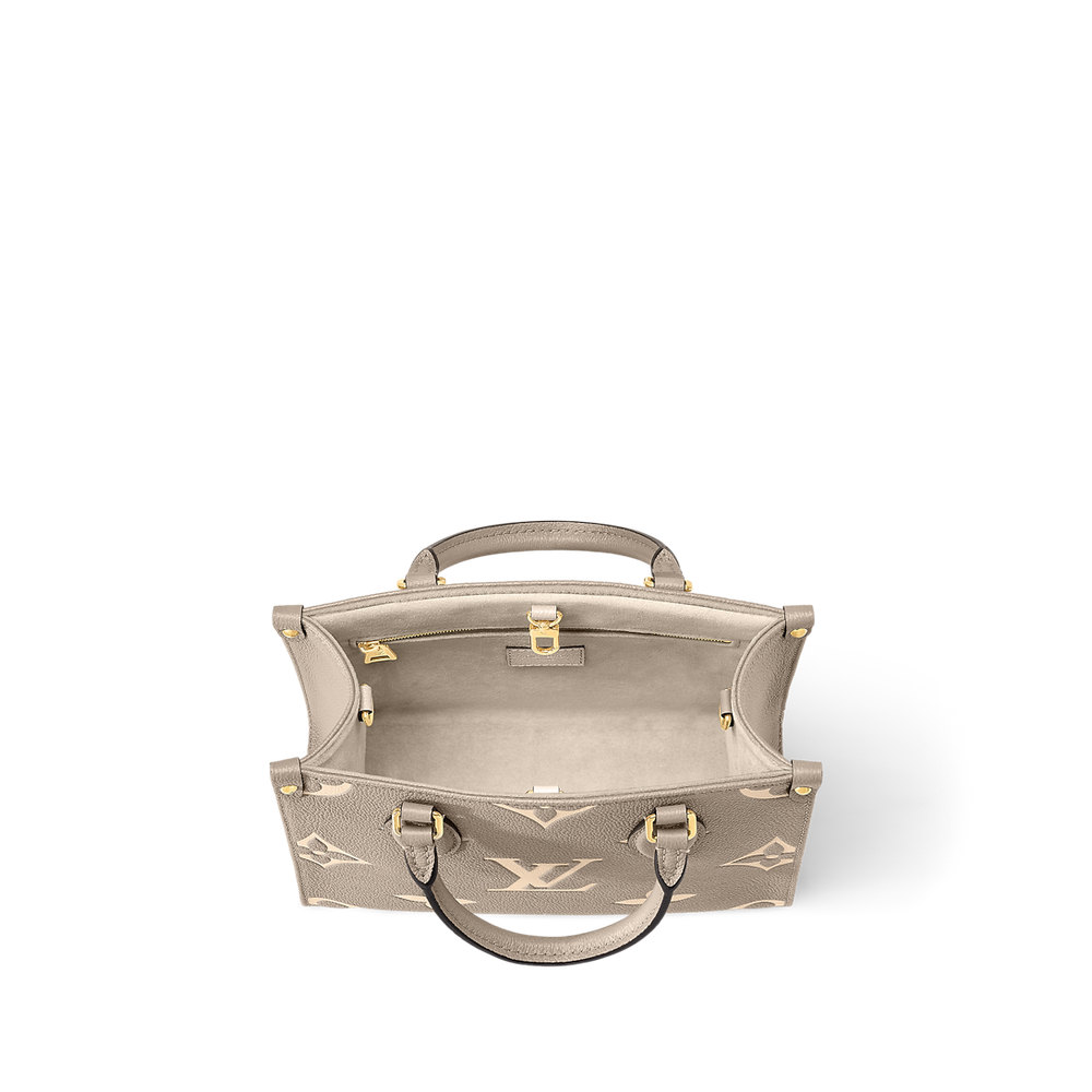 شنطة يد Louis Vuitton بنقشة Monogram Empreinte ومقبض علوي – بيج